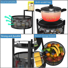 Rotating mesh basket of the kitchen trolley