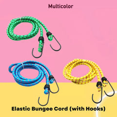 Multicolor bungee cord used for tying bulky luggage