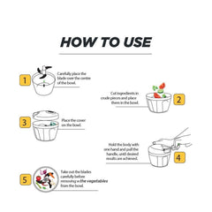 Transparent 750ml bowl of a manual vegetable chopper