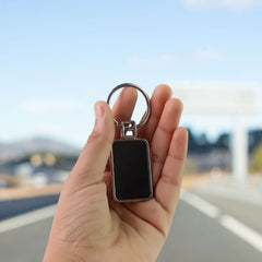 Sleek rectangular keychain with prestige edge finish