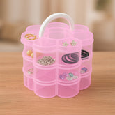 3-layer transparent flower-shaped plastic storage box with 9 grids, stackable organizer