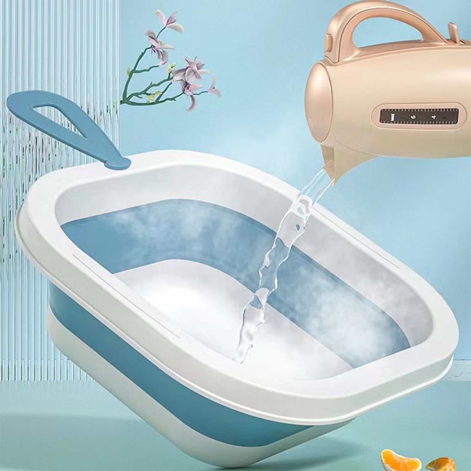 17511 Wash Basin, Space Saving Multi Function Foldable Baby Wash basin Easy Clean Lightweight Thicken for Washing Face for Home (28Ã—28 Cm / 1 pc)