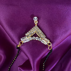 Stylish Gold-Plated Mangalsutra for Women (Single Line, Diamond Beads)