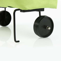 Compact foldable trolley bag suitable for shopping and travel.