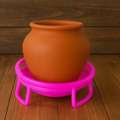 Heavy-duty plastic water pot stands assembled