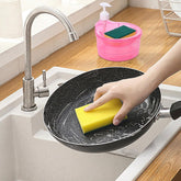 2-in-1 liquid soap dispenser with sponge holder on kitchen sink