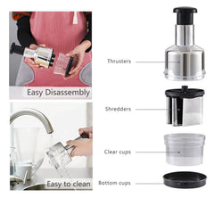 Hand using food chopper to cut vegetables