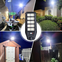 Solar-Powered LED Street Light mounted outdoors