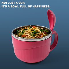 Apex Premium 700 ML Multipurpose Noodle Bowl with Handle, Lid and Fork