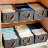 Foldable cotton linen storage box with handles, 45 cm