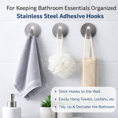 Stainless steel hook installed on bathroom tile