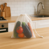 Reusable mesh produce bags set with drawstring closures