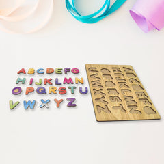 Wooden Letters and Shapes Puzzle Board for Kids