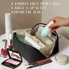 Portable makeup and toiletry carrying pouch in black