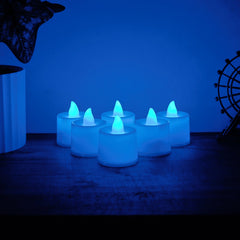 Close-up of Blue LED Tea Light Candle