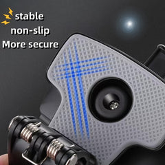 Desk phone holder showing adjustable clip
