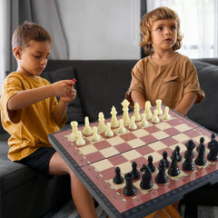 Chess pieces close-up on magnetic board