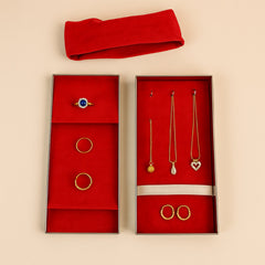 Side view of premium steel jewellery box with red velvet lining India