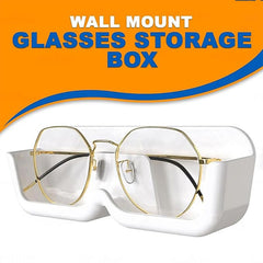 Close-up of wall mounted sunglasses holder with glasses