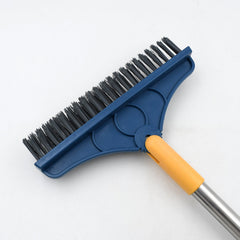 Rotatable cleaning brush with wiper and long handle for convenient use