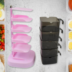 Five section seasoning box with matching spoons