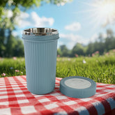 Apex 500ml double-wall steel inner travel glass with airtight lid
