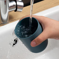 Family bathroom organizer with two cups & toothbrush slots