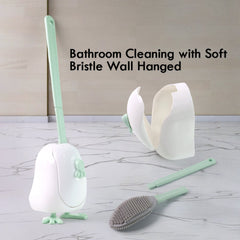Bathroom cleaning brush set with flexible head