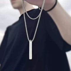 Sleek stick pendant stainless steel necklace
