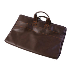 Close-up of zipper closure and leather finish on office briefcase
