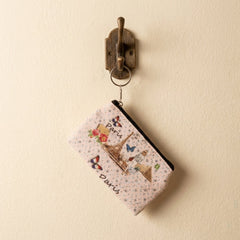 Small Paris Print Zipper Coin & Stationery Pouch (1 Pc)