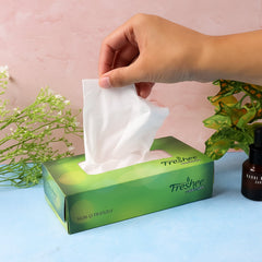 Single Freshee Facial Tissue Sheet Texture Close-Up