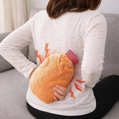 Comfortable hot water bag with soft protective fabric cover