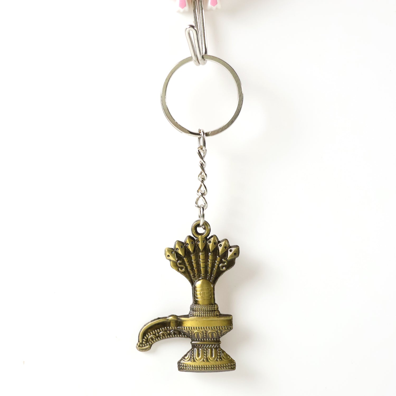 Shivaling Metal Keychain close-up
