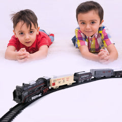 Toy train running on track