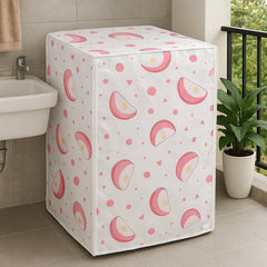 Close-up of washing machine cover fabric and zipper