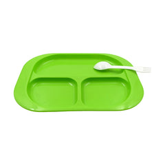 Top view of empty 3-compartment food plate