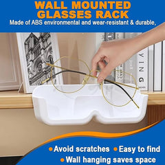 Sunglasses organizer mounted on bathroom wall