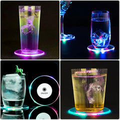Stylish LED coaster lighting up a drink