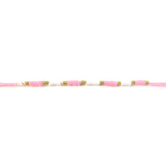 Pink & White Thread Rakhi with packaging
