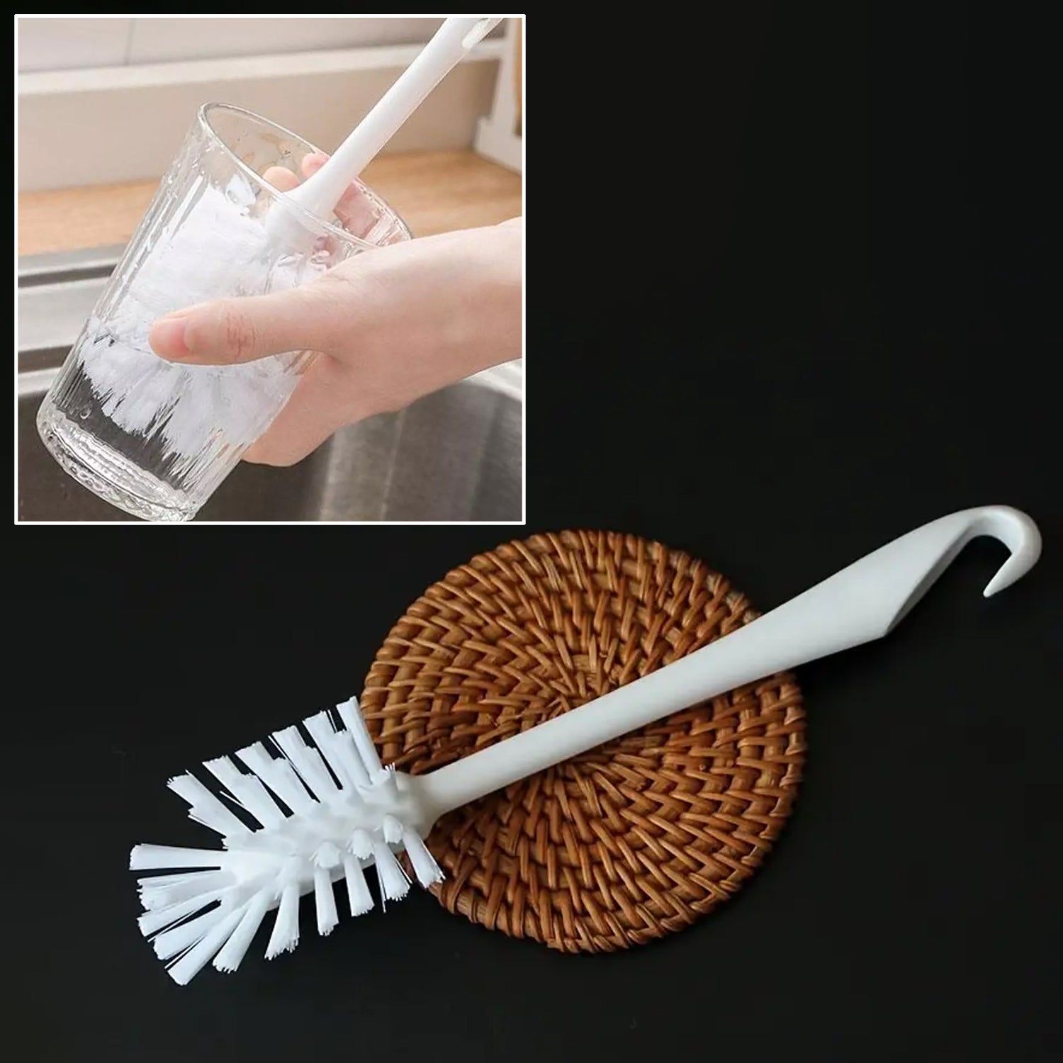 Scrub Brush with white handle and bristles