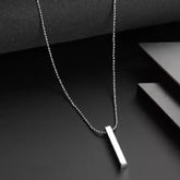 Plain stainless steel stick shape locket necklace with chain