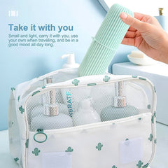 Close-up of blue capsule travel toothbrush case