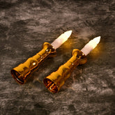 2pcs flameless LED candle lights with gold base and suction cups for indoor decoration
