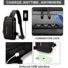 Travel anti-theft crossbody bag with lock closeup