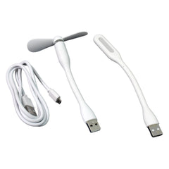 MiniBreeze USB Fan with LED Light and Micro USB Cable Set