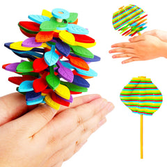 Blossom Bites colorful spin toy with spiral pattern