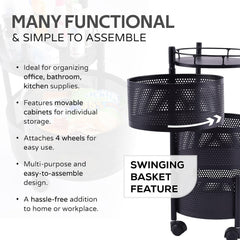 Side view of round kitchen trolley