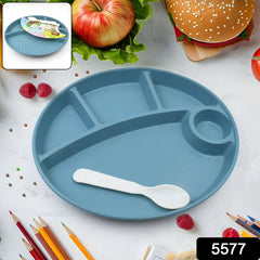 Top view of BPA-free kids plate with food compartments