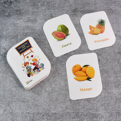 Laminated fruit flashcards with rounded corners